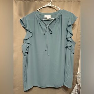 Nordstrom Rack Size Large Blue Ruffle Sleeve Top
